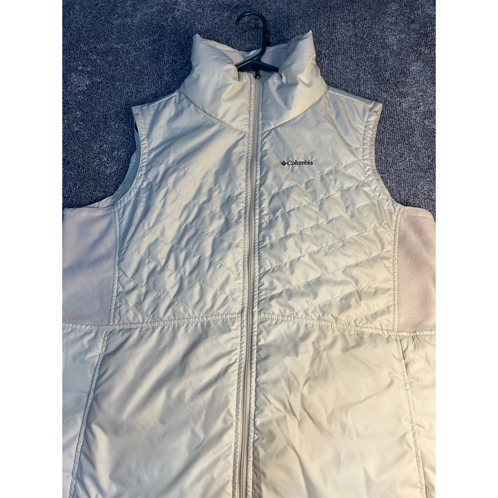 Columbia Womens Cream Quilted Fleece Side Insulated Full Zip Vest 1X AW0884